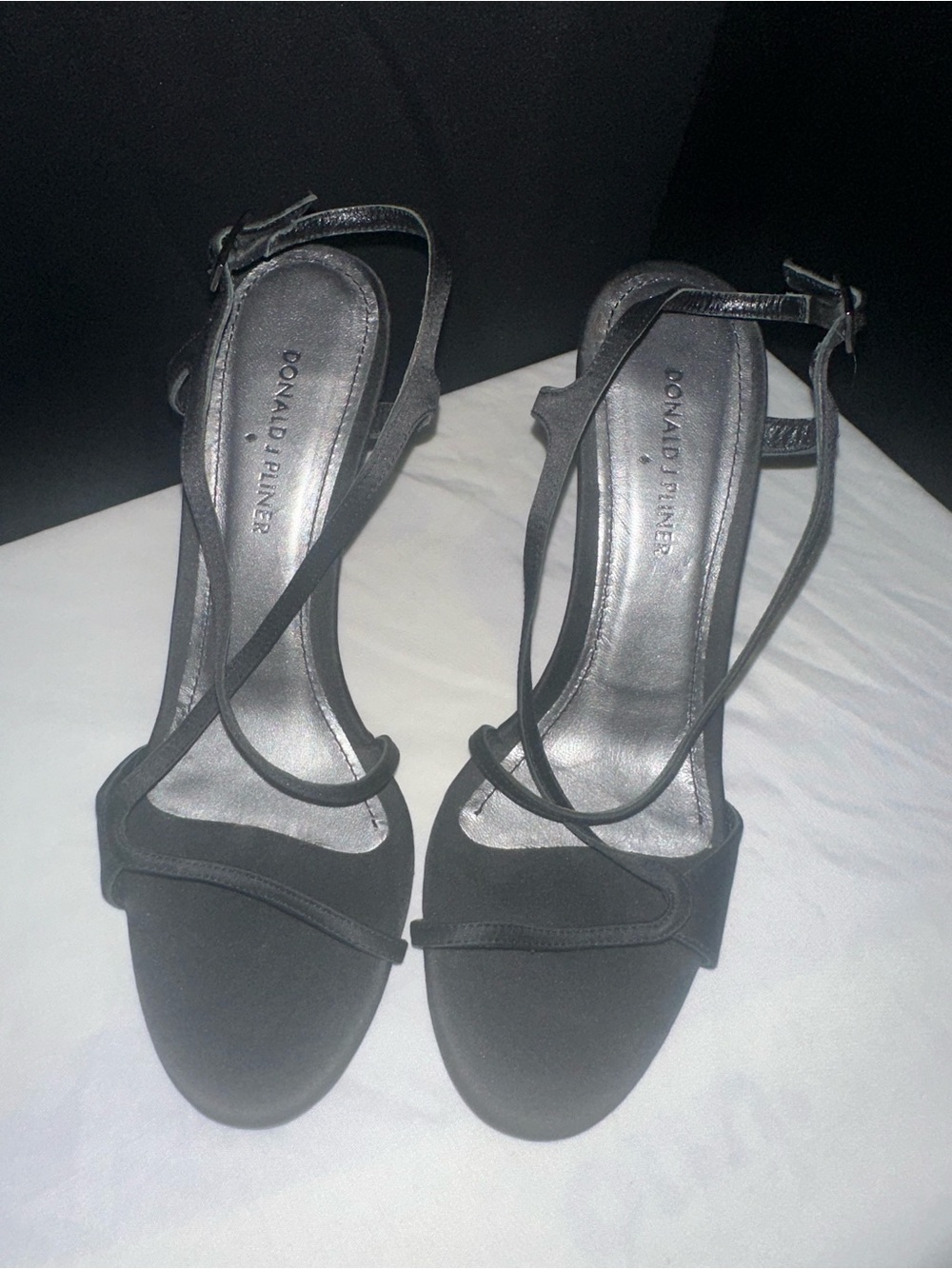 Donald J. Pliner Black Strappy Ankle-Heel Sandals